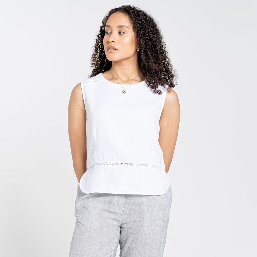 Women's Craghoppers Nosibotanical Bonita Vest T-Shirts White | CON4560EQ