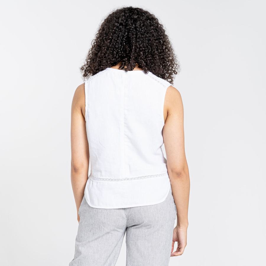 Women's Craghoppers Nosibotanical Bonita Vest T-Shirts White | CON4560EQ