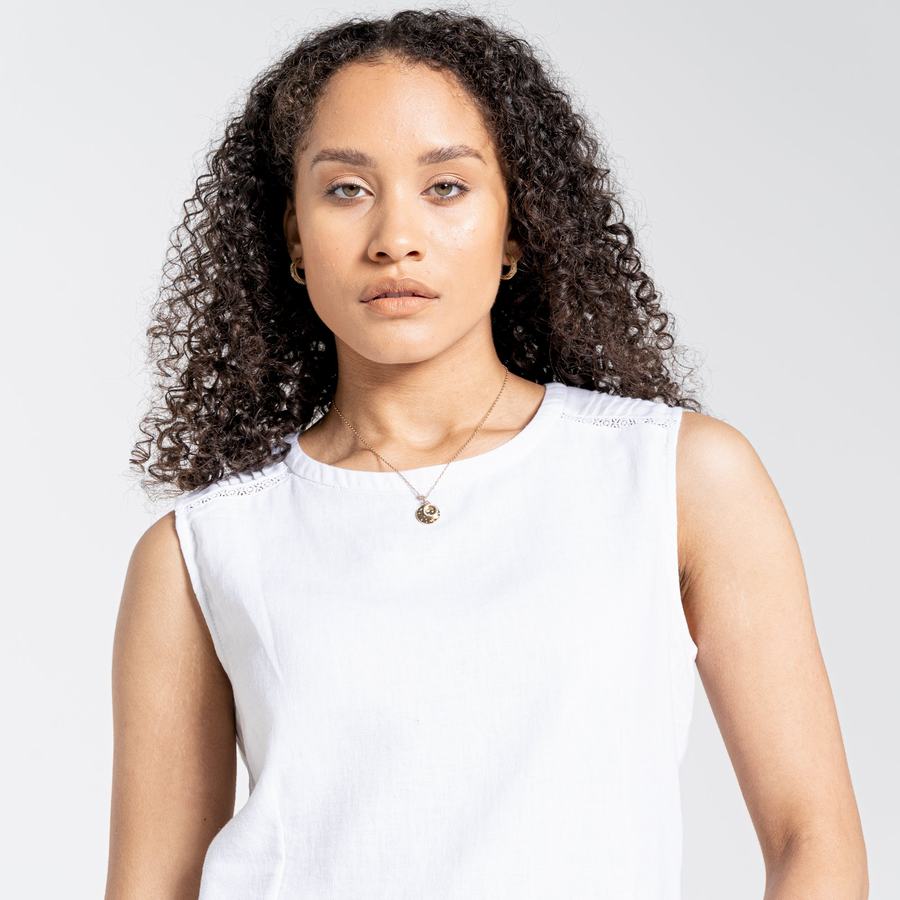 Women's Craghoppers Nosibotanical Bonita Vest T-Shirts White | CON4560EQ