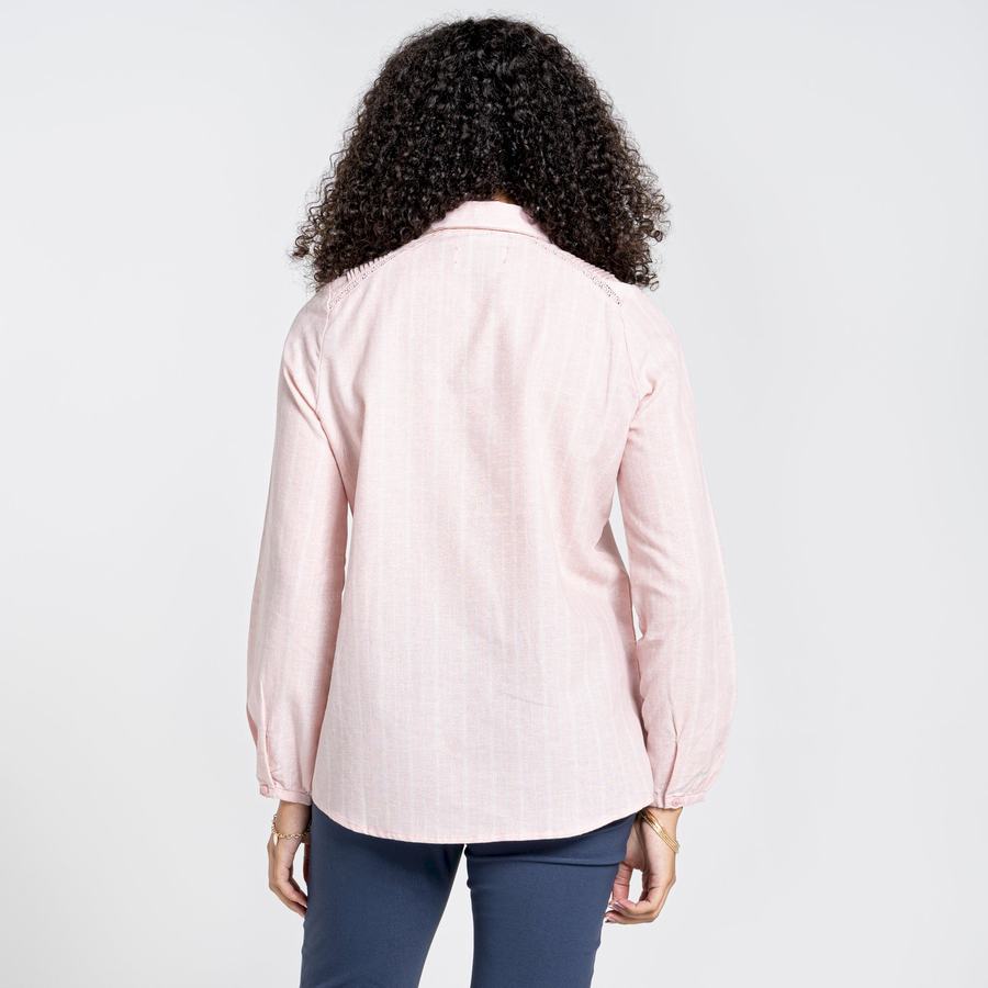 Women's Craghoppers Nosibotanical Bralio Shirts Pink Stripes | YNQ7693RT