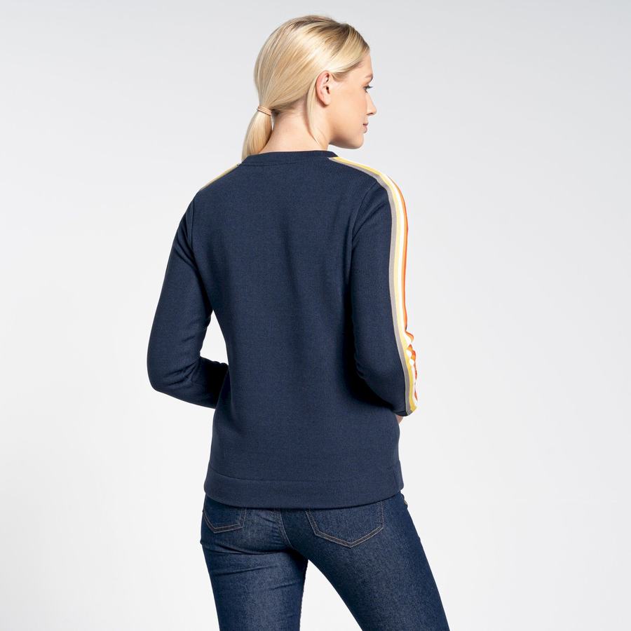 Women's Craghoppers Pinalla Crew Neck Sweatshirts Blue Navy | AYM6245CU
