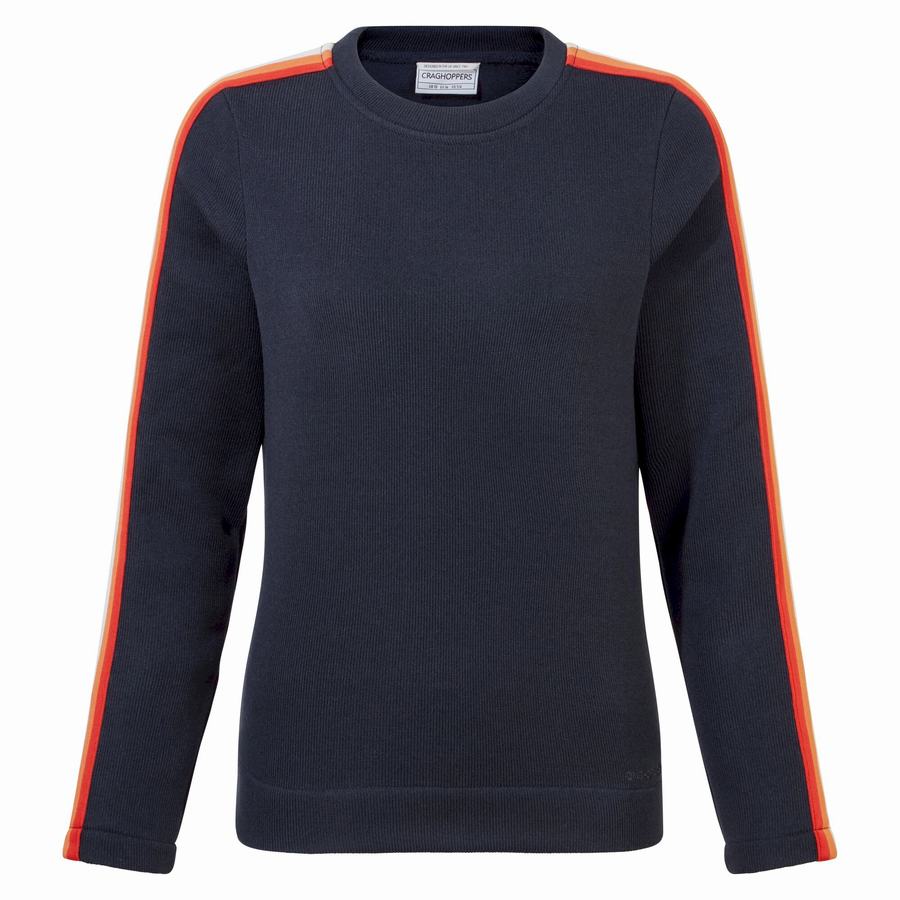 Women's Craghoppers Pinalla Crew Neck Sweatshirts Blue Navy | AYM6245CU