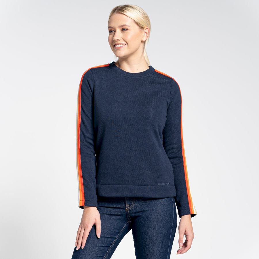 Women's Craghoppers Pinalla Crew Neck Sweatshirts Blue Navy | AYM6245CU